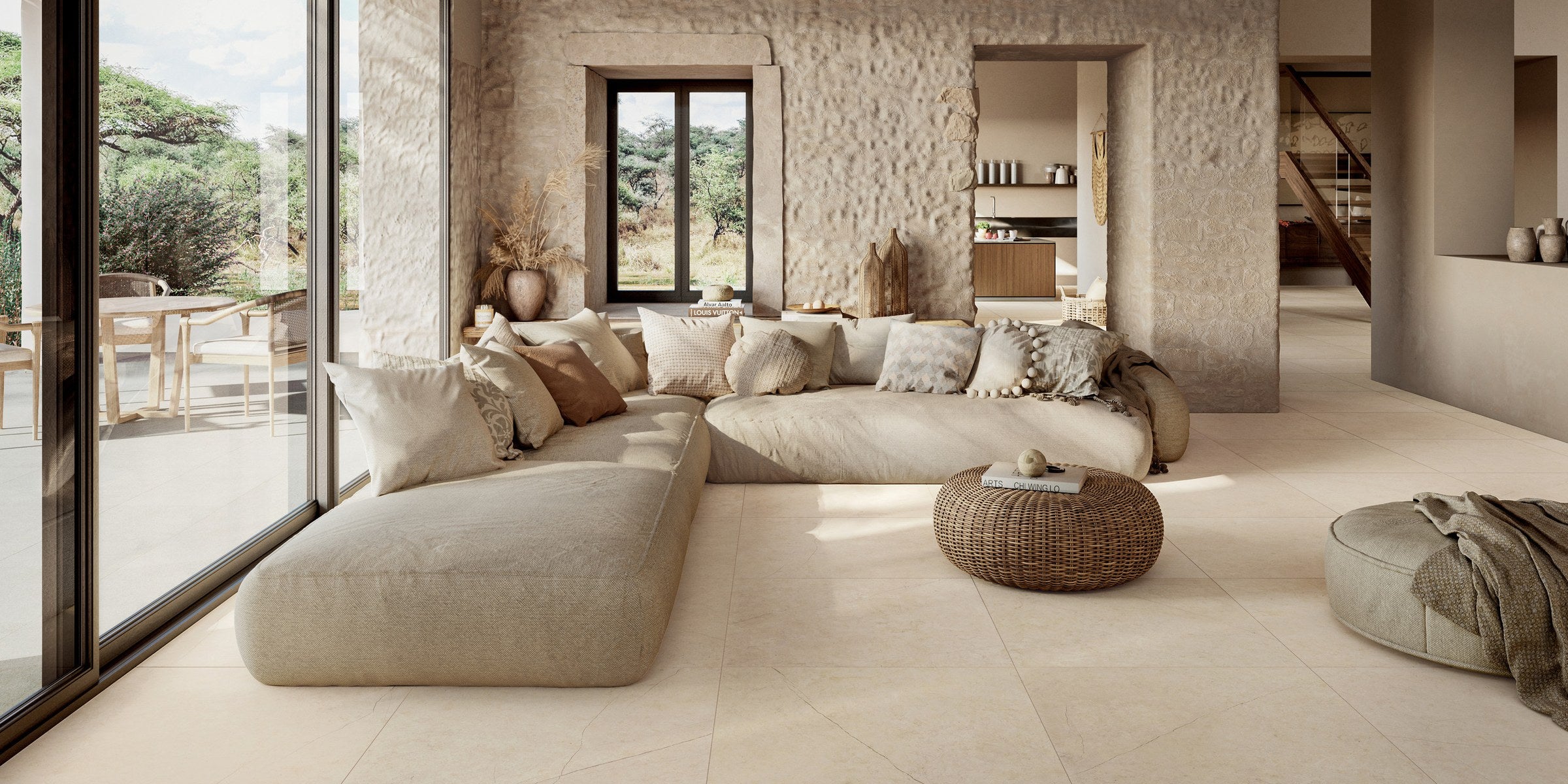 120×120 büyük ebat karo — Mirage ReGea taş görünümü