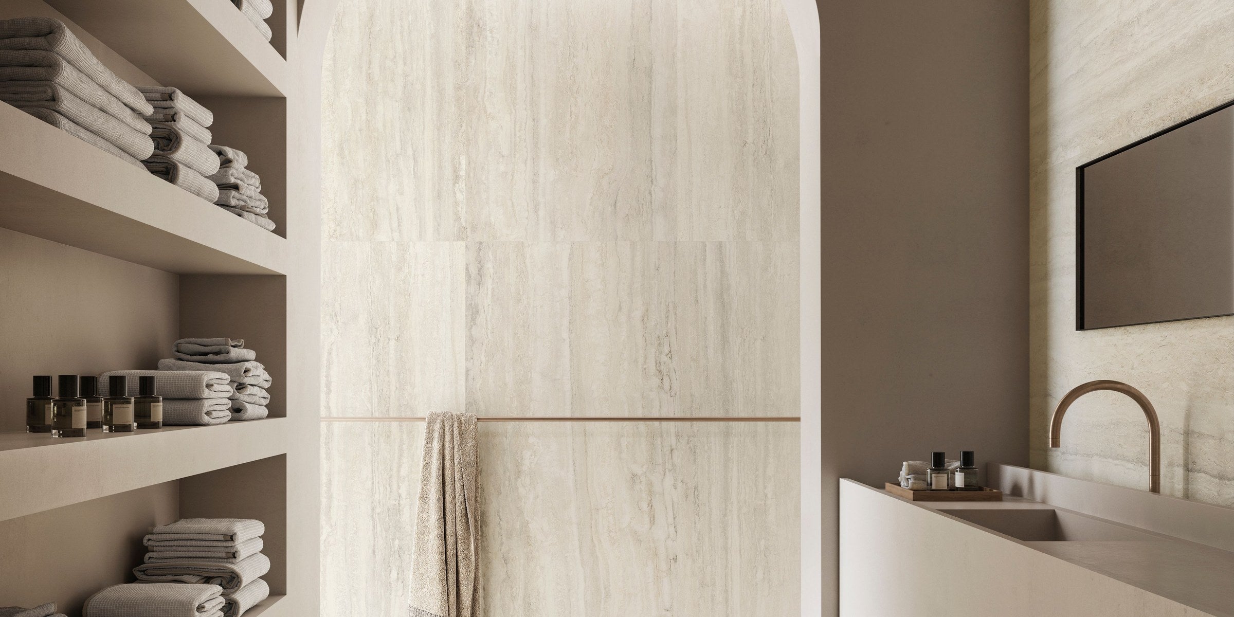 Sant'Agostino Invictus mermer görünümlü seramikle kaplı banyo — Seramik House