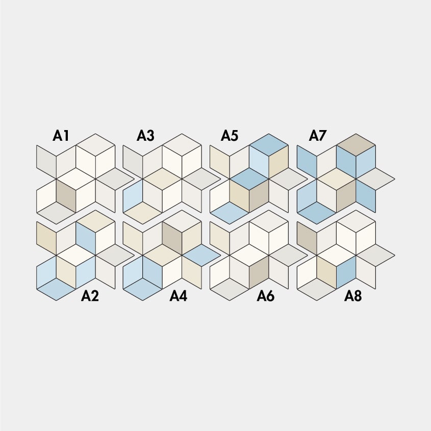 3 White (white + blue & cream)