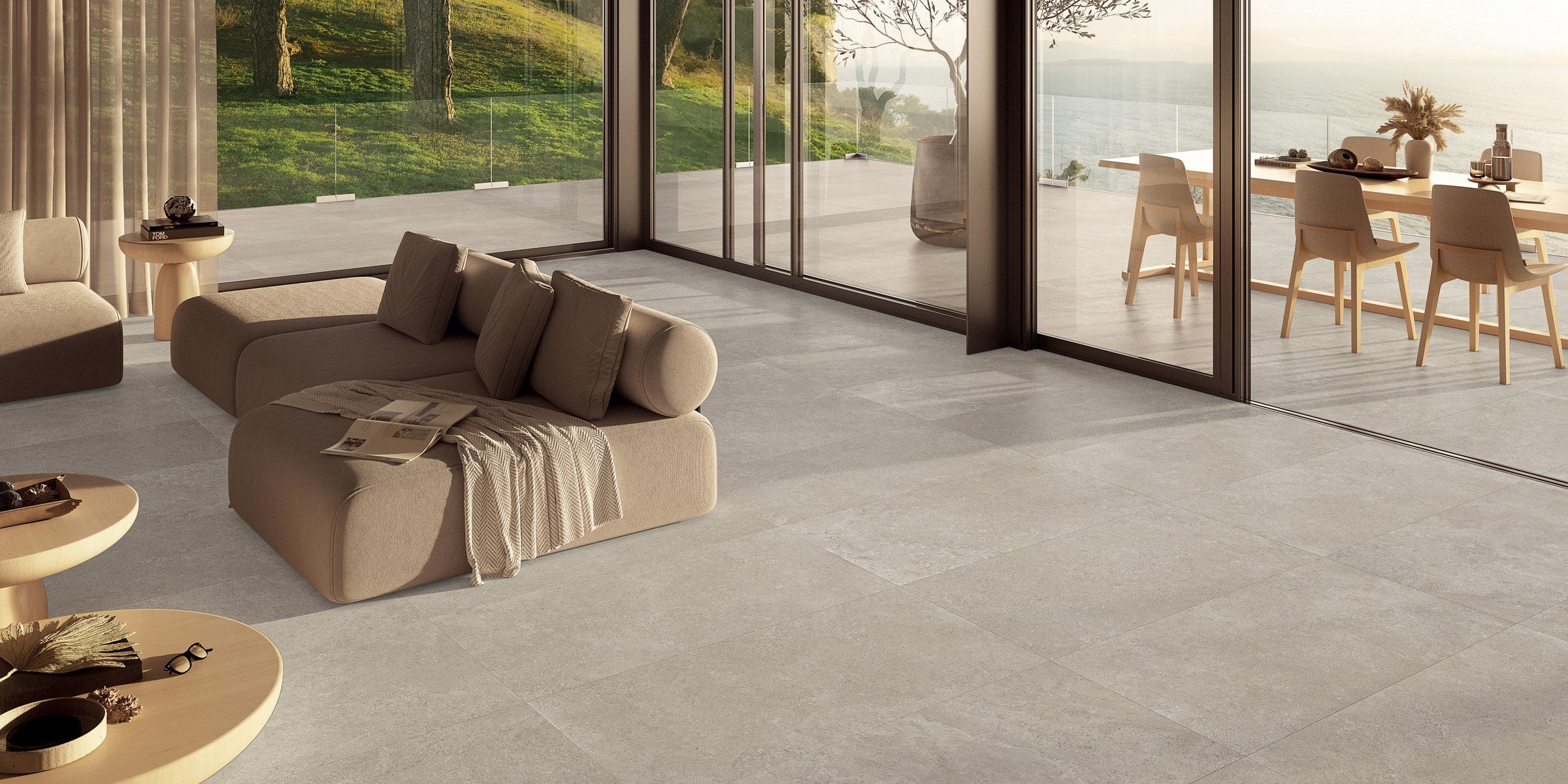 60×120 porselen karo döşenmiş salon — Mirage ReStone