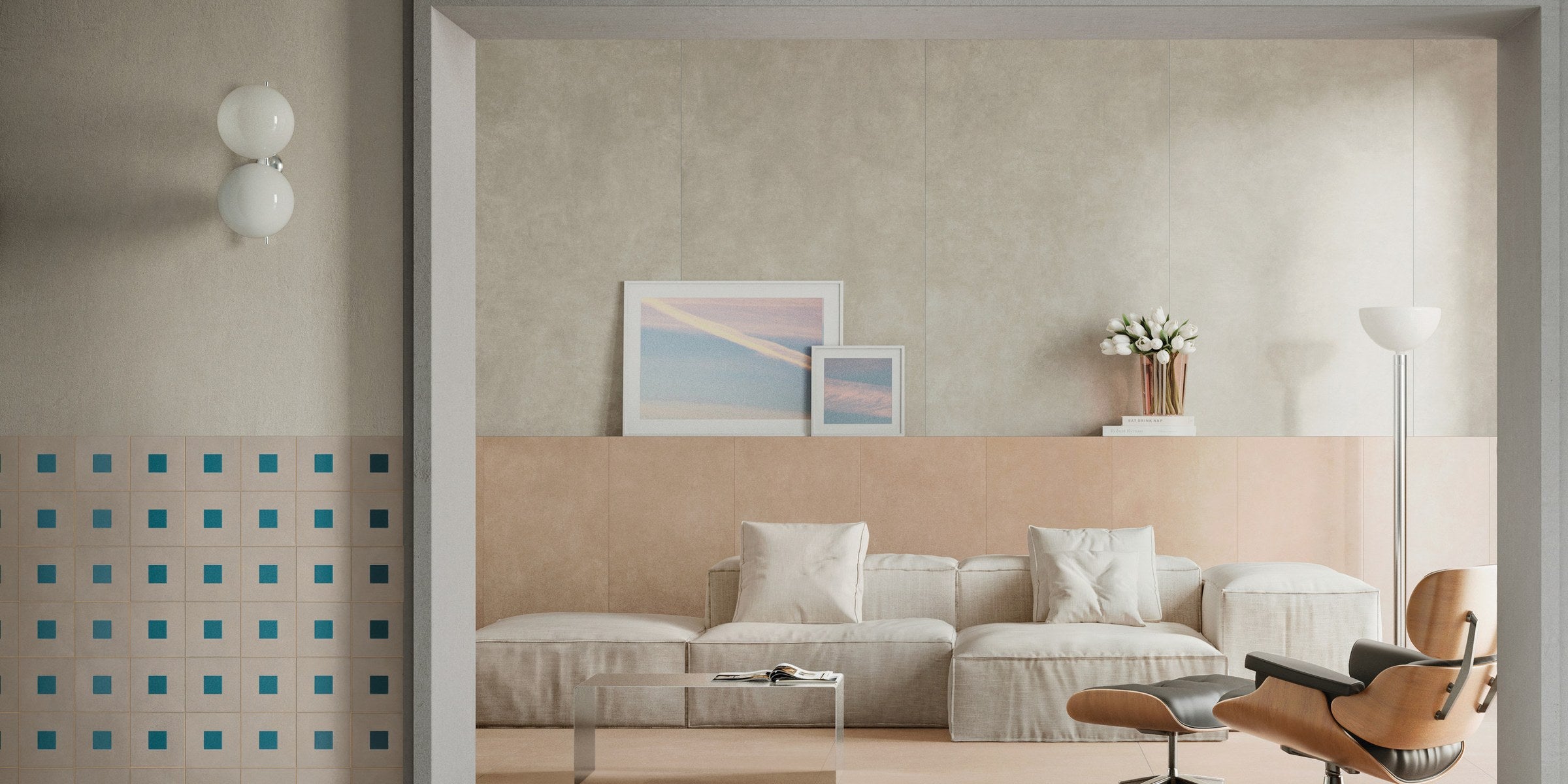 Beton görünümlü karo ile ticari mekân — Mirage Glocal