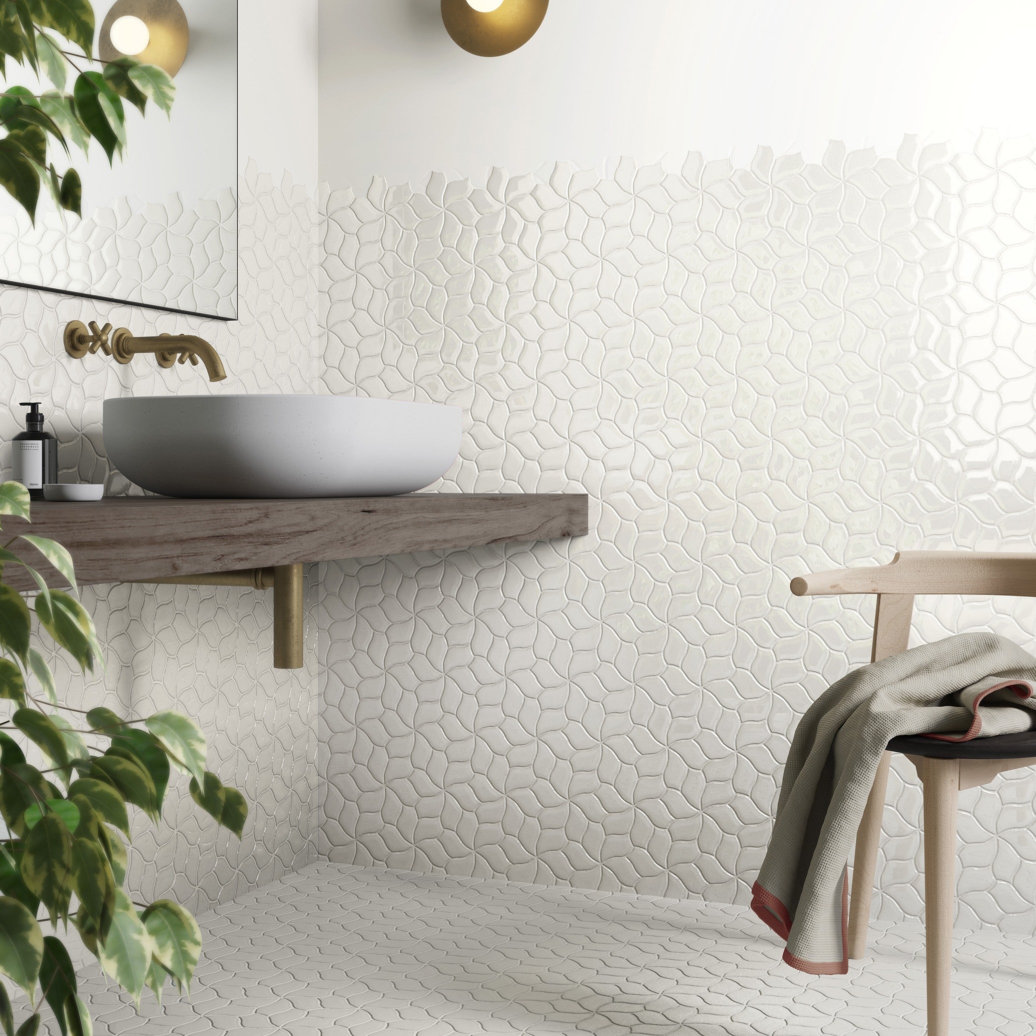 Botanica White — banyo uygulaması · Mutina