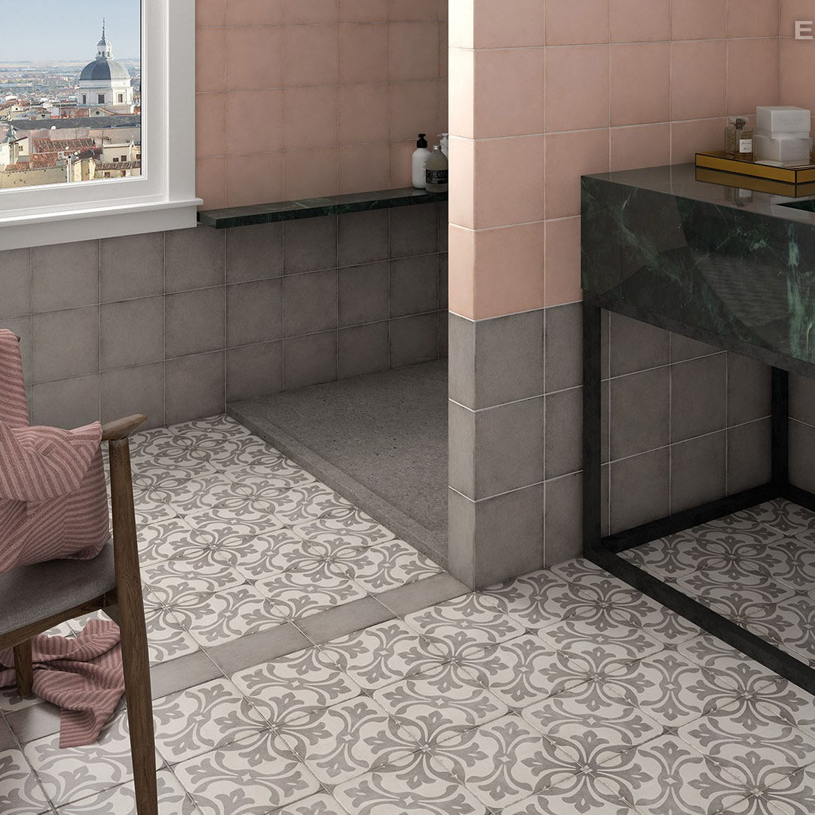 Grey Coral Pink Deco La Rambla Grey