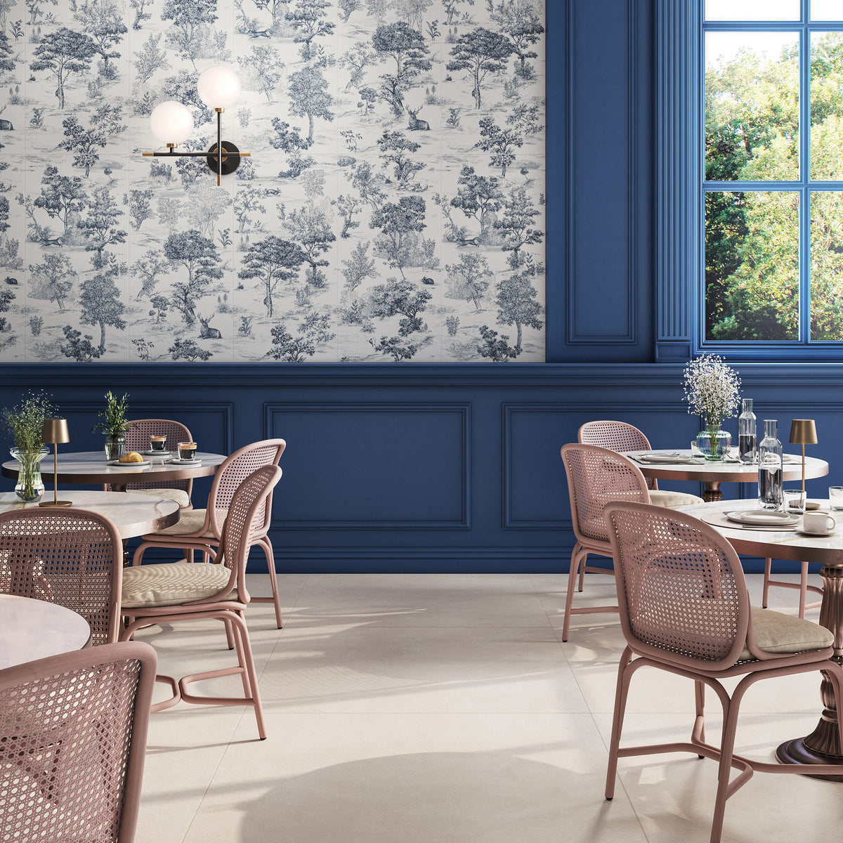 Papier Maison Blue 60x120 Restaurant
